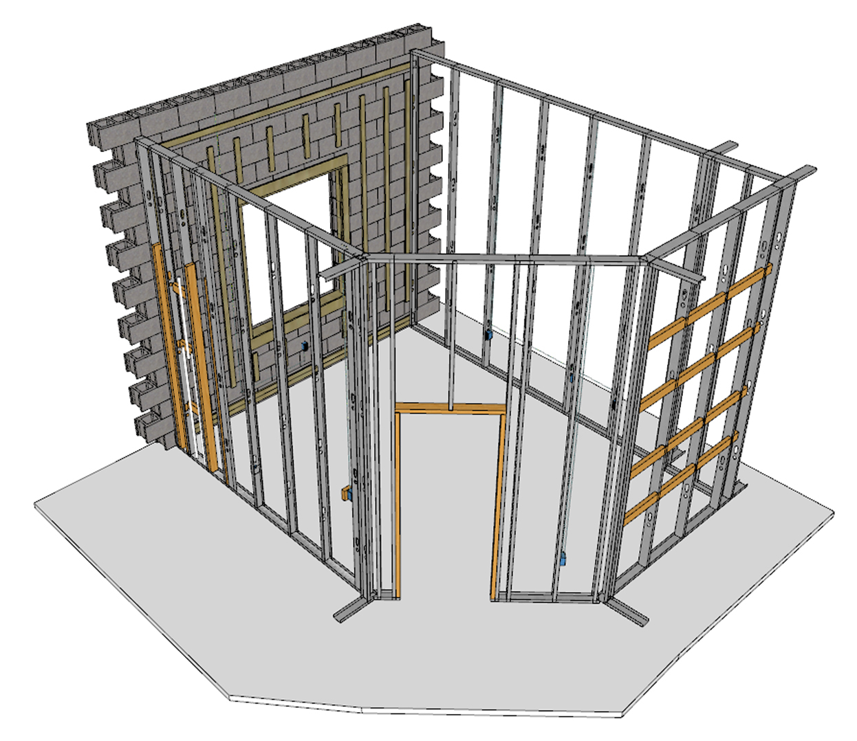 SketchUp model showing the existing room construction