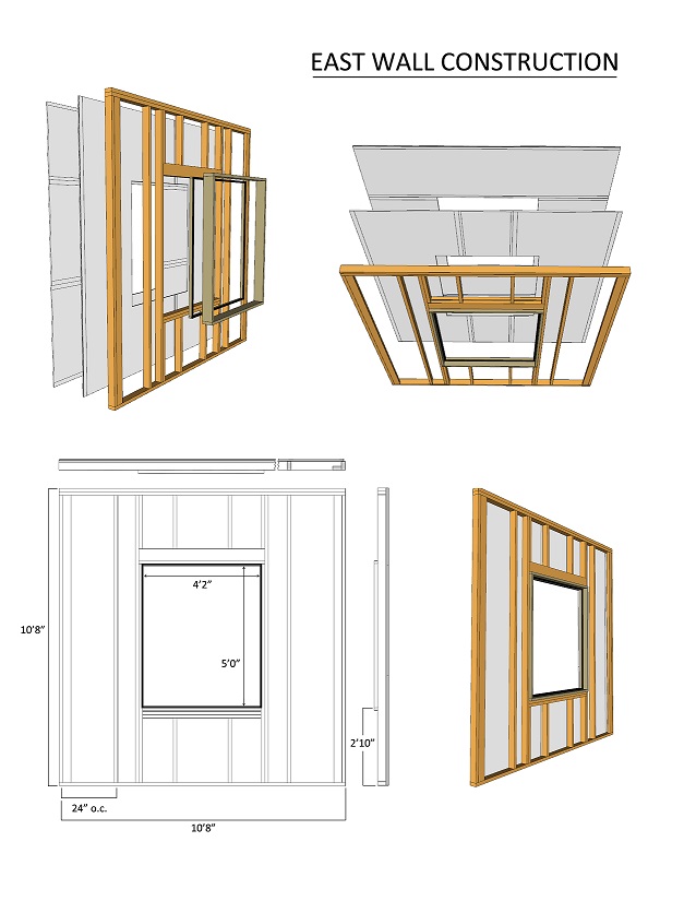 Permit drawing for the studio east wall