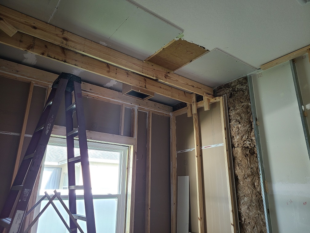 Studio shell during wall assembly