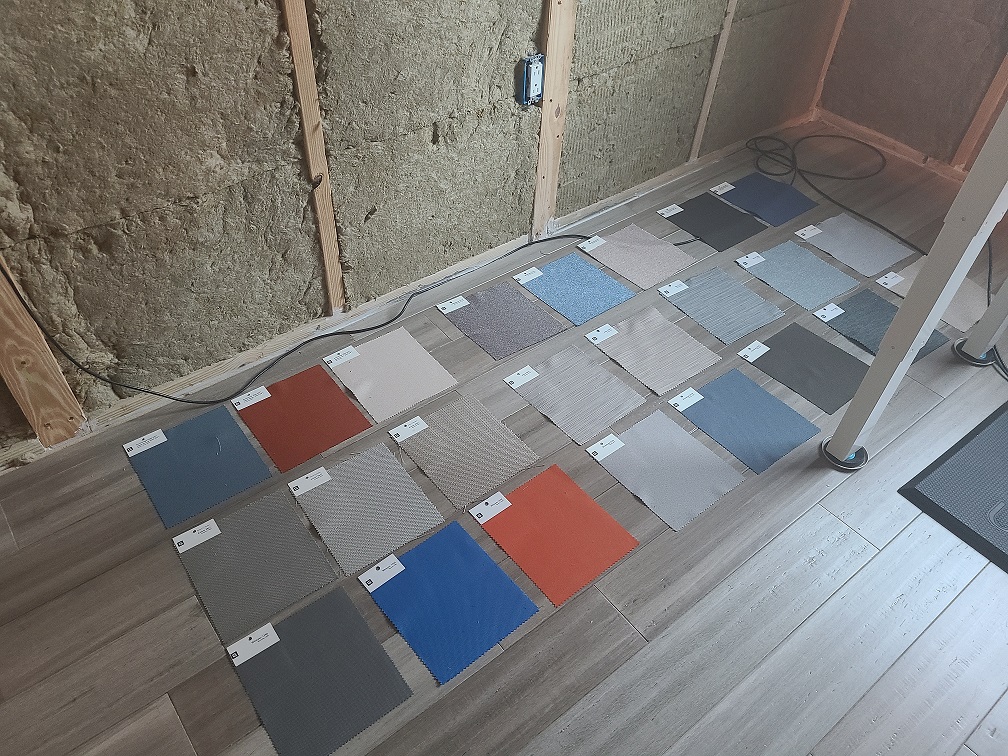 Fabric options for the studio treatment