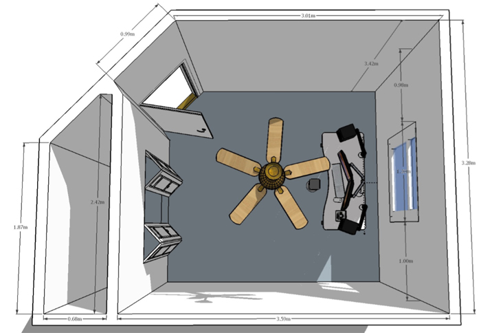 Diagram of the original untreated studio room
